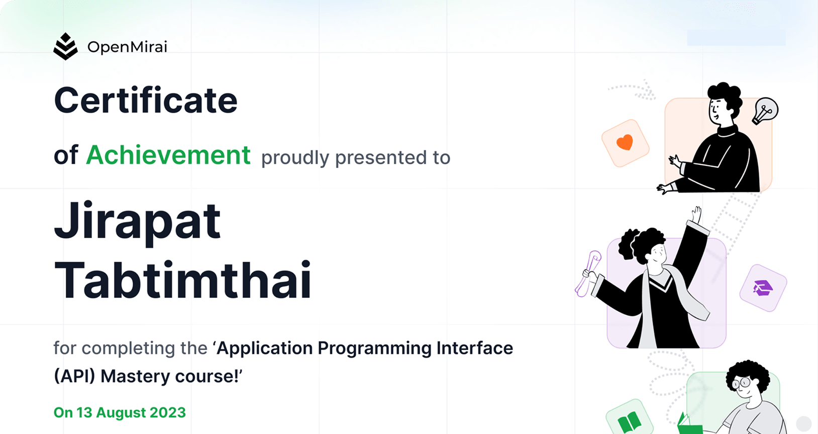 ตัวอย่างใบประกาศนียบัตร OpenMirai