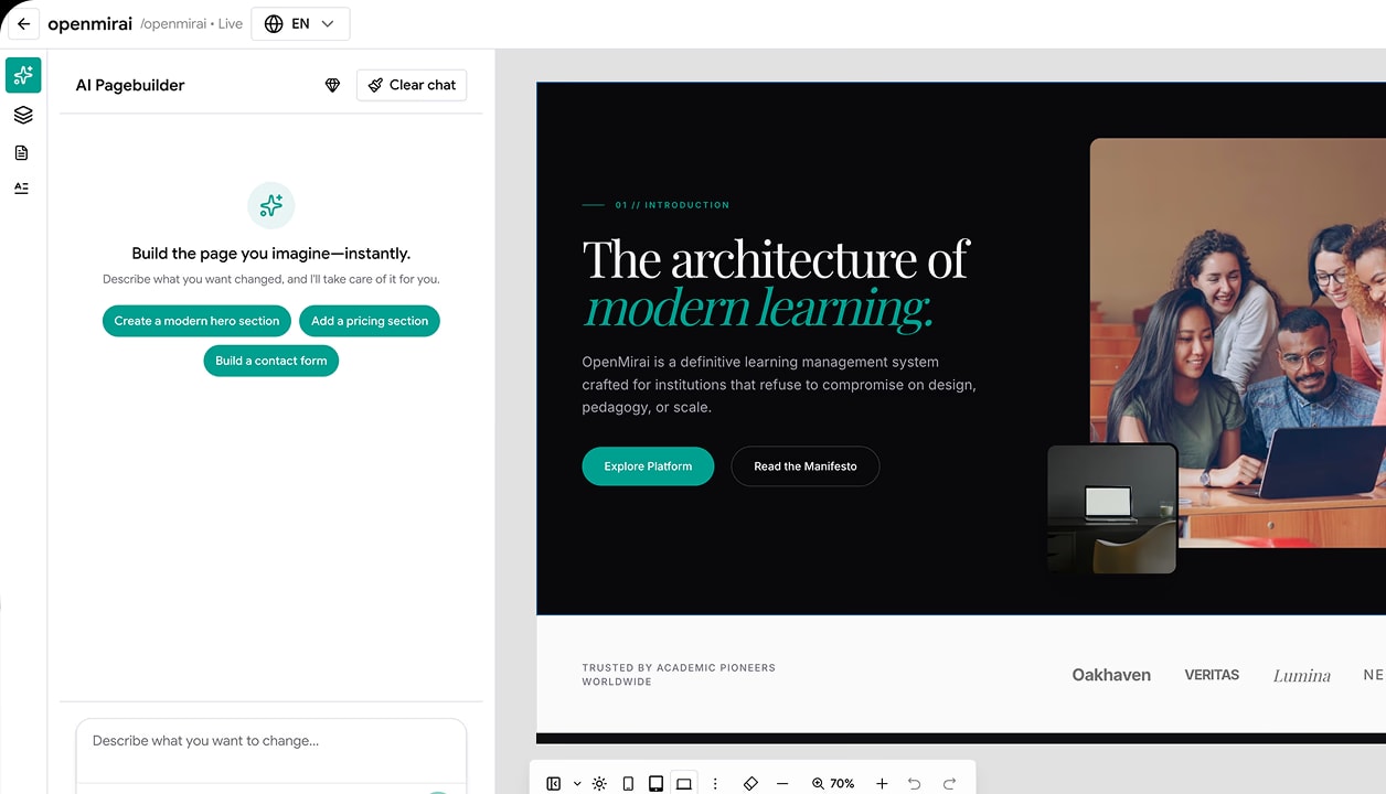 AI website builder for a coaching brand
