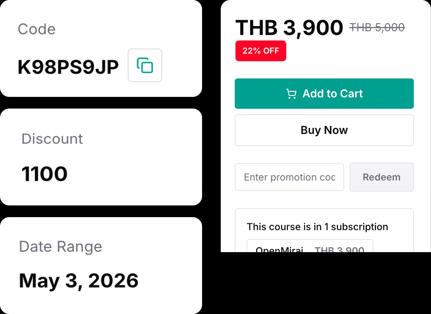 Pricing and promotions setup for coaching programs