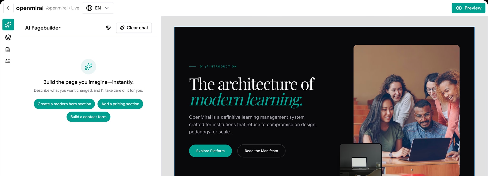 AI website builder editor