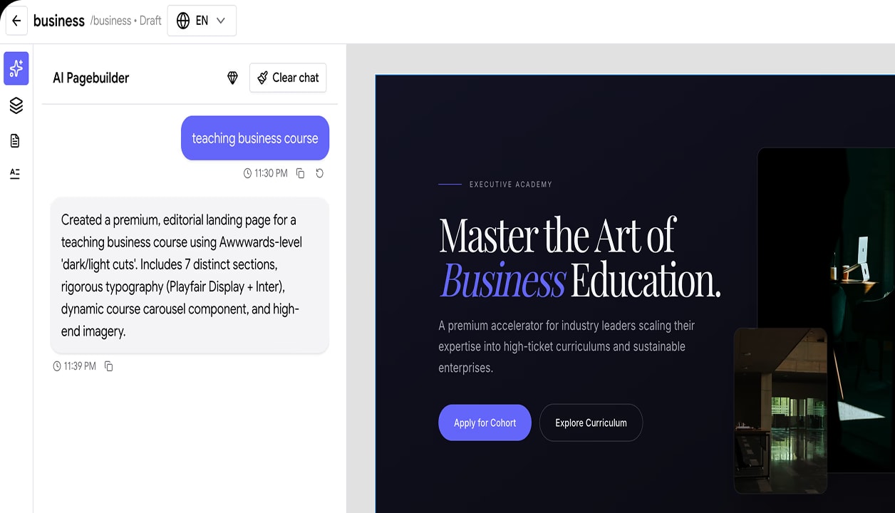 AI website builder for creator brand