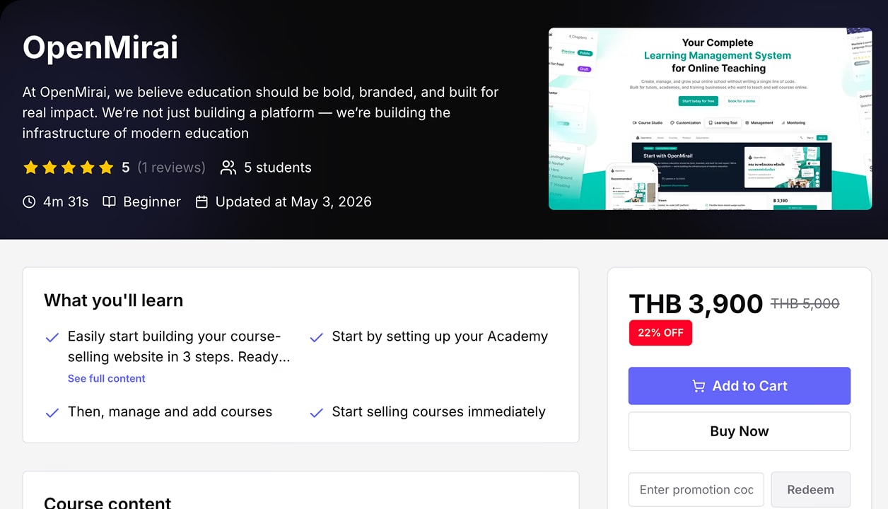 Pricing and promotions setup for creator academy