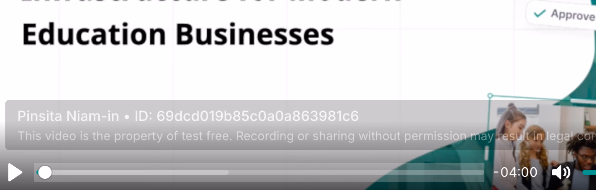 Protected video player with a dynamic viewer watermark