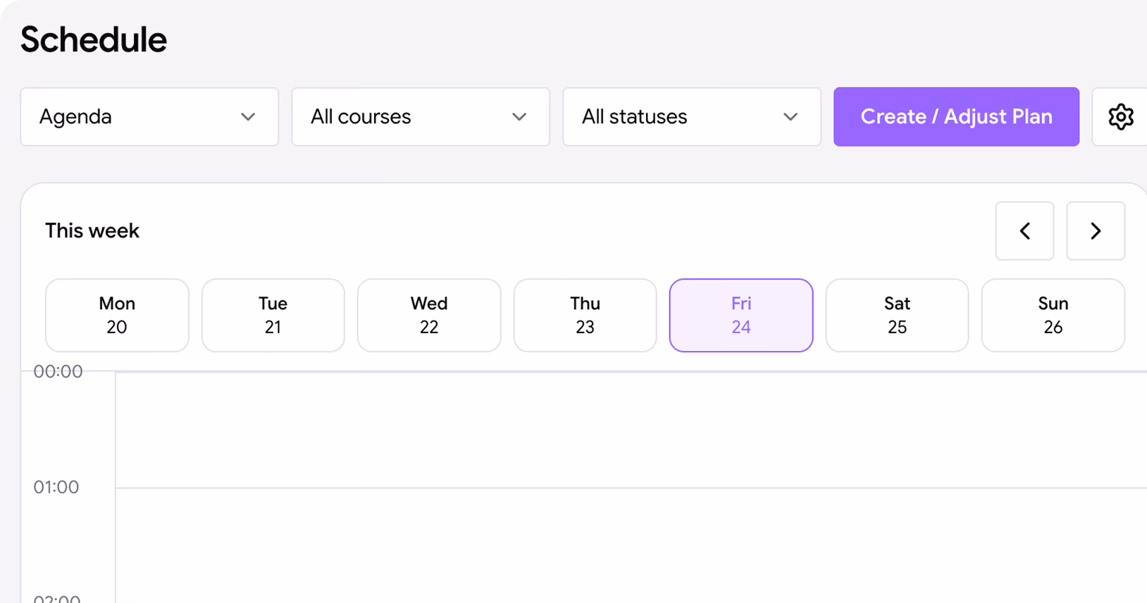Study planner weekly schedule