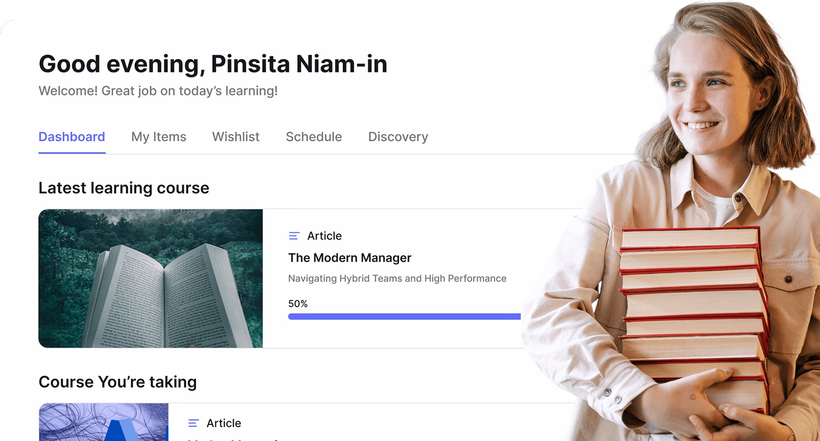 Learner portal dashboard with active courses