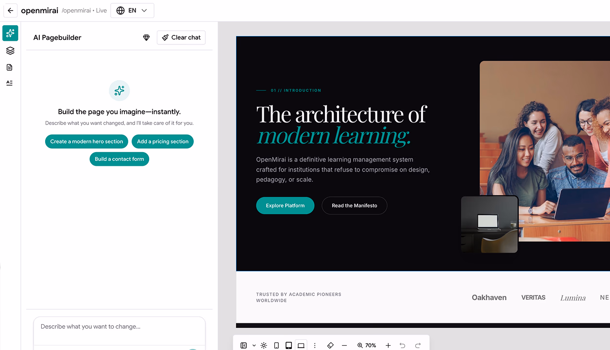 AI website builder for a coaching brand