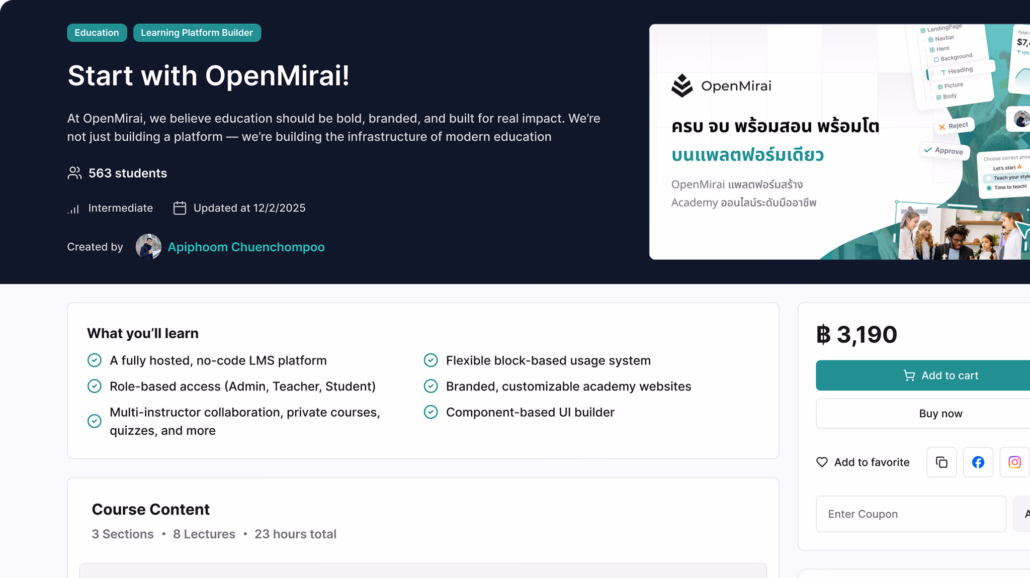 OpenMirai coaching course page preview