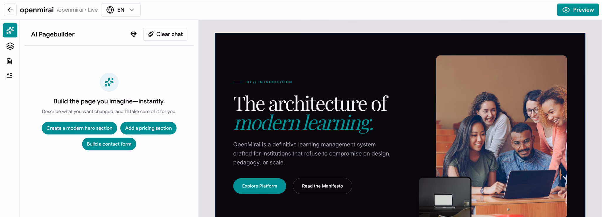 AI website builder editor