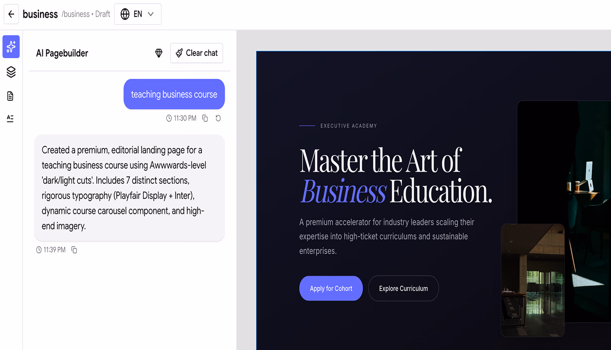 AI website builder for creator brand