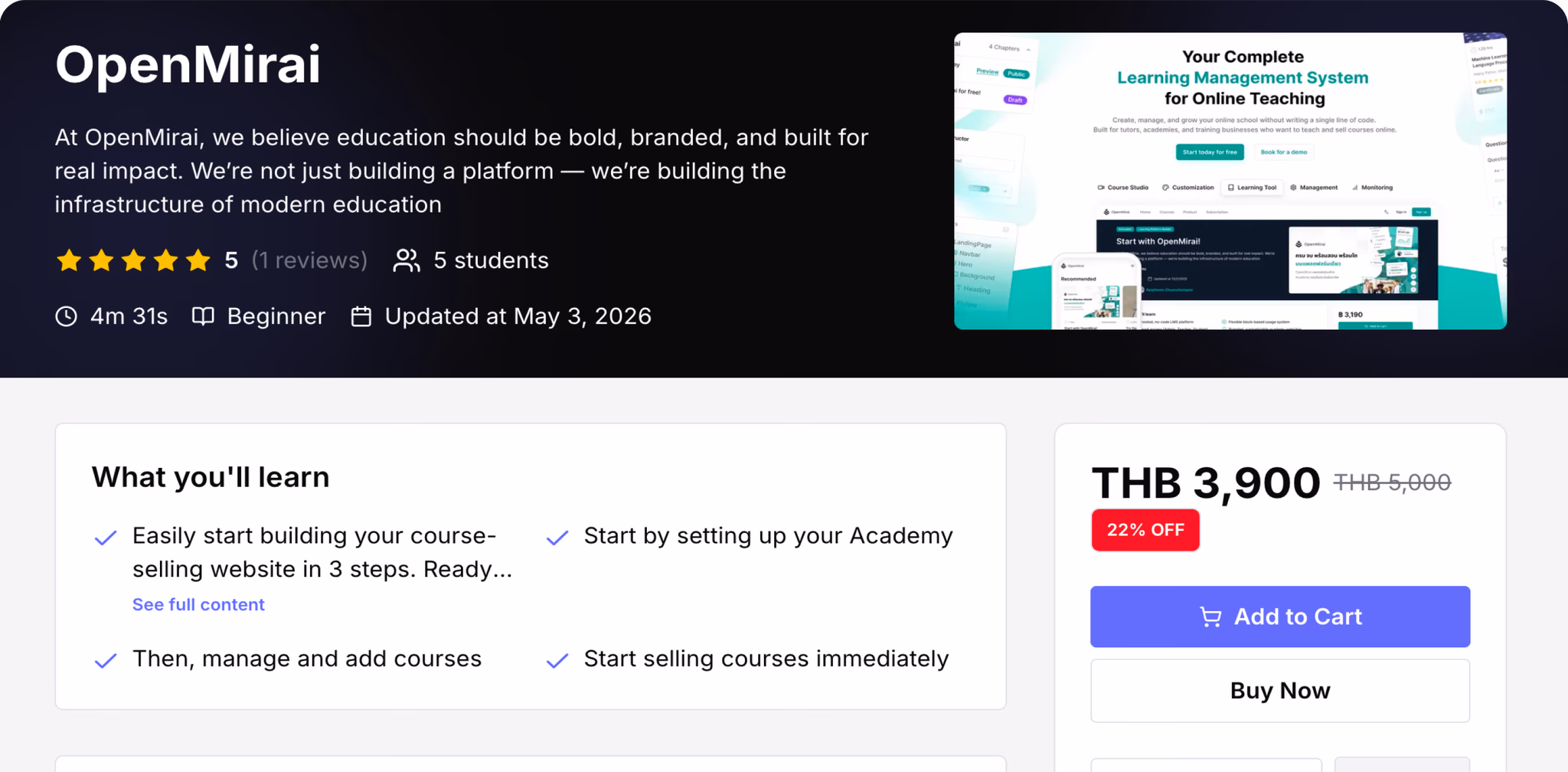 OpenMirai creator course page preview