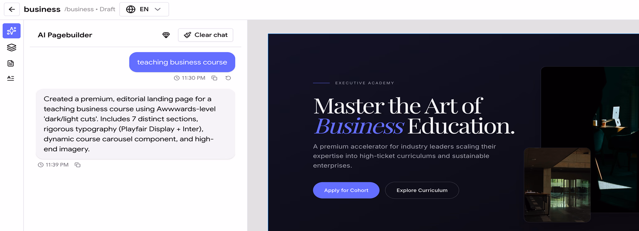 No-code course creation editor