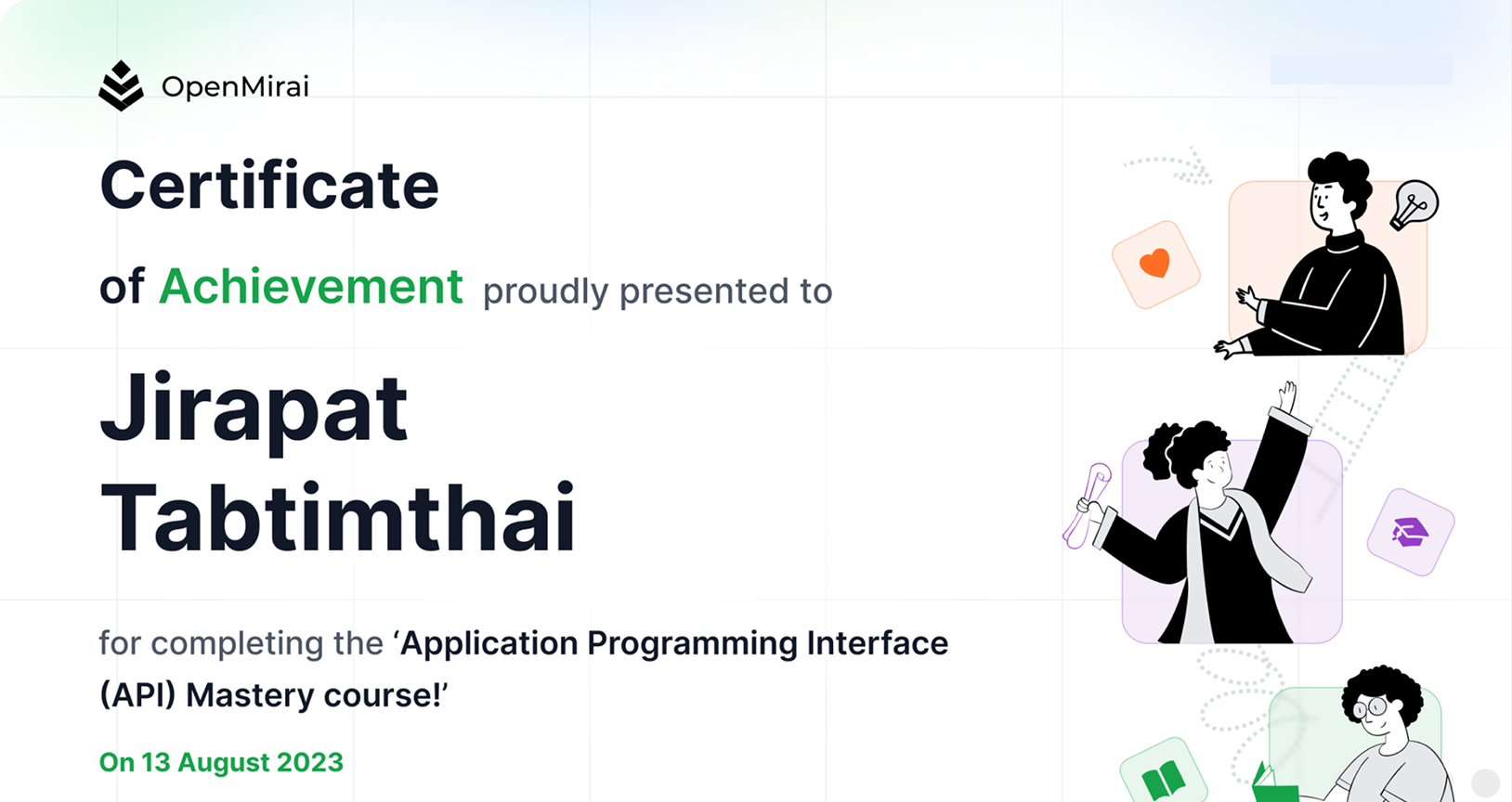 ตัวอย่างใบประกาศนียบัตร OpenMirai