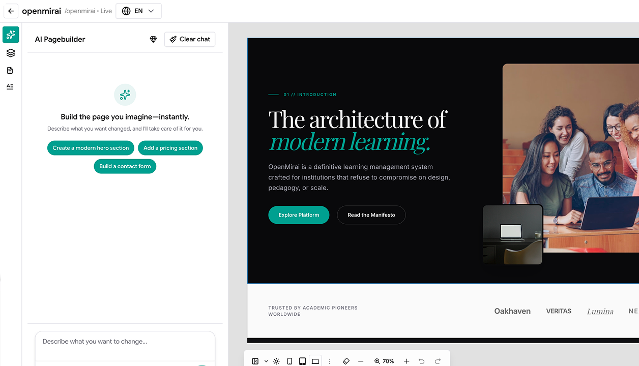 AI website builder for a coaching brand