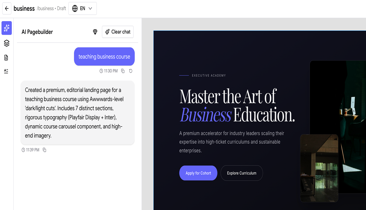 AI website builder for creator brand